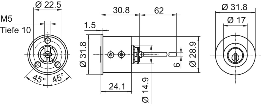 KABA 20 Aussenzylinder Typ M1007 30-80mm, mit 3 Schlüsseln - Kaba 20, Lagerprodukt