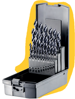 FORTEC Spiralbohrer Satz DIN 338, 19-tlg. Ø1.0-10.0 x 0.5mm, HSSE-Co5, mit TiAlN-Stufenspitz - Bohren