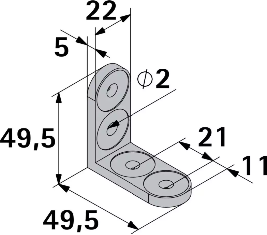 Hettich Verbindungswinkel weiss, 50 x 50 x 22mm - Diverse Möbelbeschläge und Zubehör