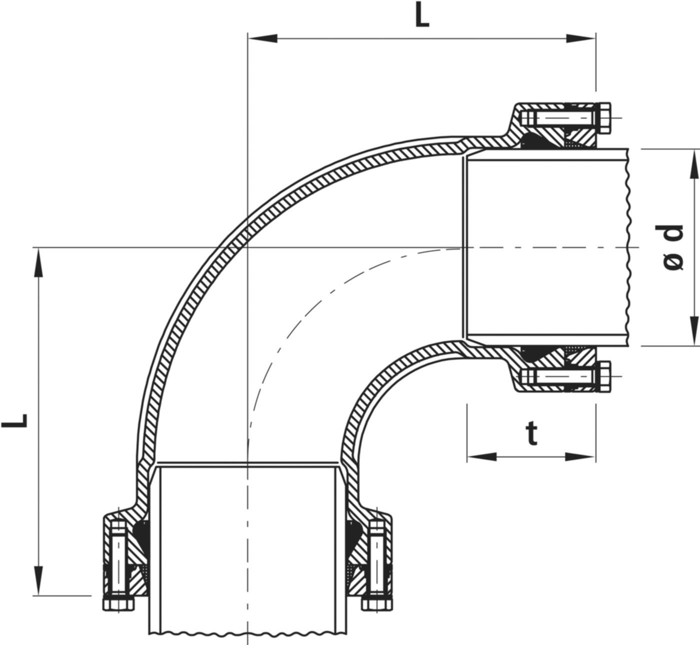 Steckmuffen-Bogen 90°, für Wasser 7320 d 200mm - Hawle System 2000