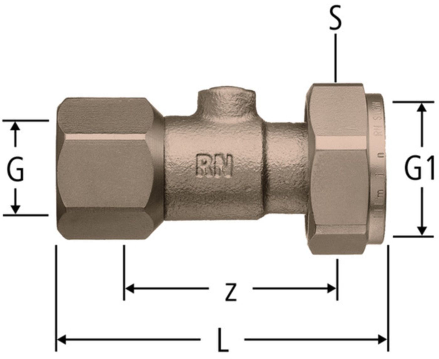 Verschraubung 1/2" x G 3/4" 92017.04 absperrbar PN10 - Nussbaum Armaturen Handelsartikel