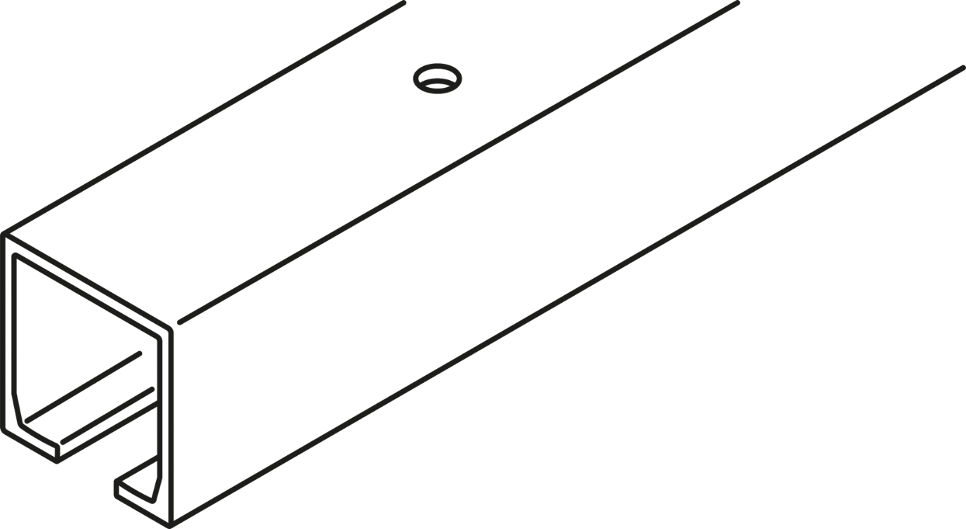 HAWA-PORTA Laufschiene, Porta 45/60/100 L=2000mm, Aluminium, gelocht - Schiebetür- und Schiebetorbeschläge