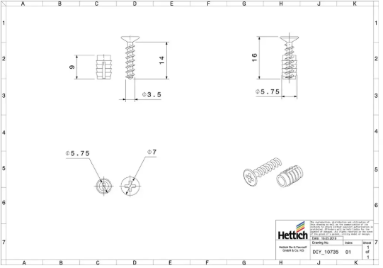 Hettich Spreizmuffe mit Schraube, 5 x 9mm, à 40 Stk - Diverse Möbelbeschläge und Zubehör