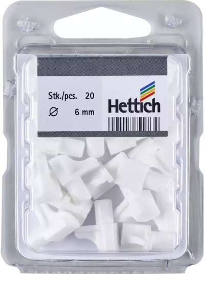 Hettich Tablarträger Kunststoff weiss, mit Zapfen D = 6mm, à 20 Stk - Diverse Möbelbeschläge und Zubehör