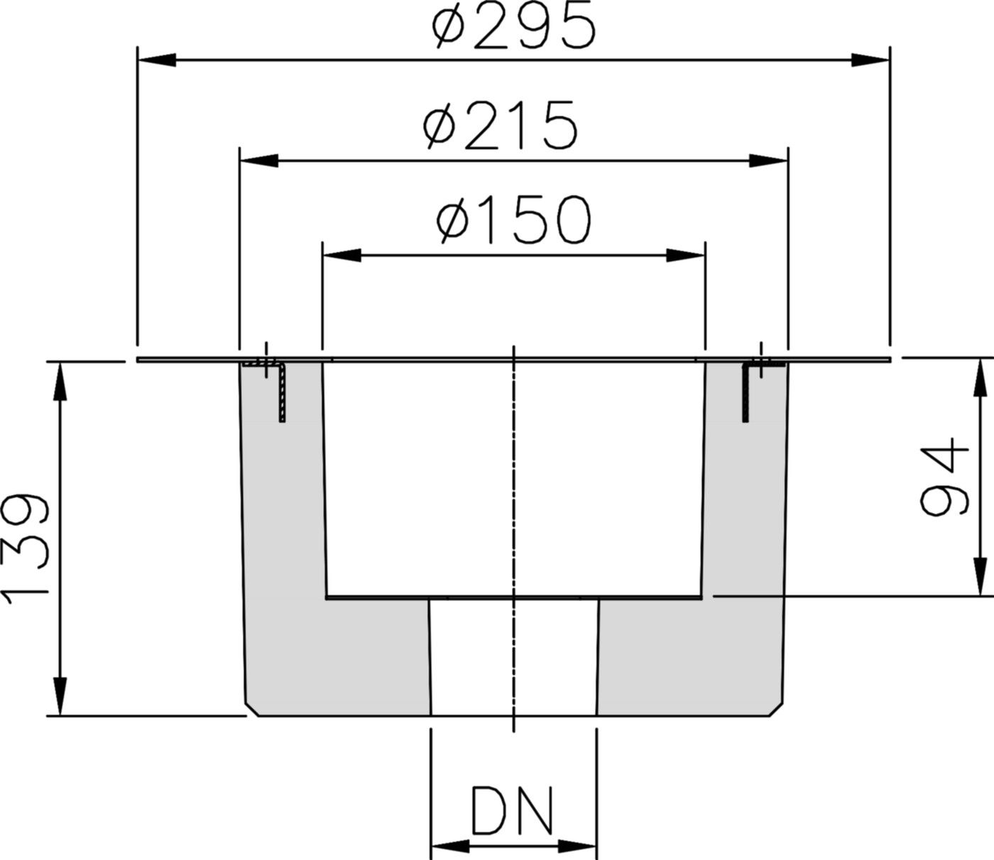 Einbauset Fit-in zu Easyflow DN 100 Ø 215 mm Höhe 139 mm 9390.08.42 - ACO Passavant Entwässerungstechnik
