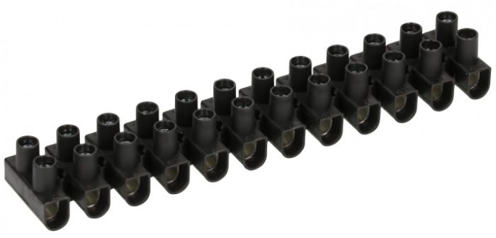 Leistenklemme, schwarz 2.5 - 10 mm², Raster 11 mm, 12-polig - Elektrozubehör