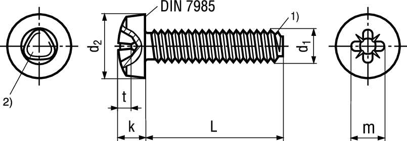 Gew-Furch Linsenschr Pozi INOX A2 BN4908 DIN7500C M4x20 - Bossard Schrauben