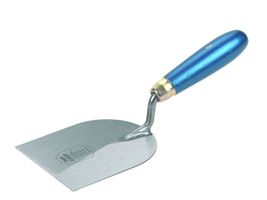 Gipserspachtel, gekröpft, Blatt gehärtet L= 60mm, mit blauem Holzheft - Bauwerkzeuge