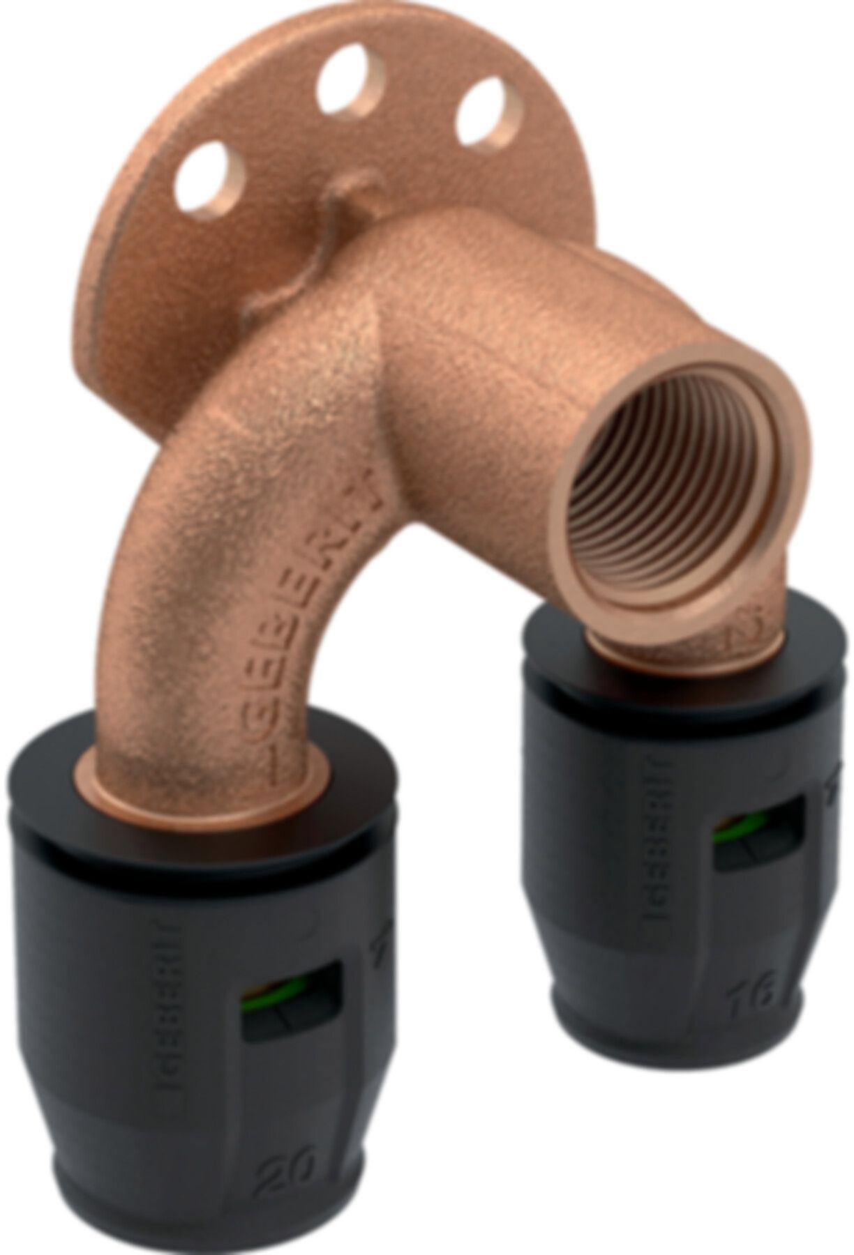 Doppelanschlusswinkel 90° 1/2"-16-16mm 650.274.00.1 - Geberit-Push Fit-Formstücke