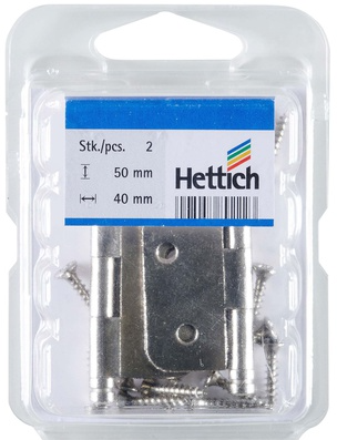 Hettich Zierscharnier vernickelt, 50 x 40mm, à 2 Stk - Diverse Möbelbeschläge und Zubehör