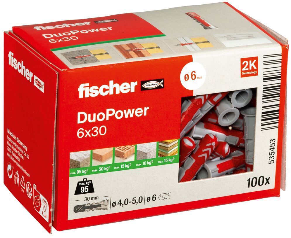 FISCHER Universaldübel Duopower Ø6mm , L=30mm , grau/rot - Fischer Befestigung