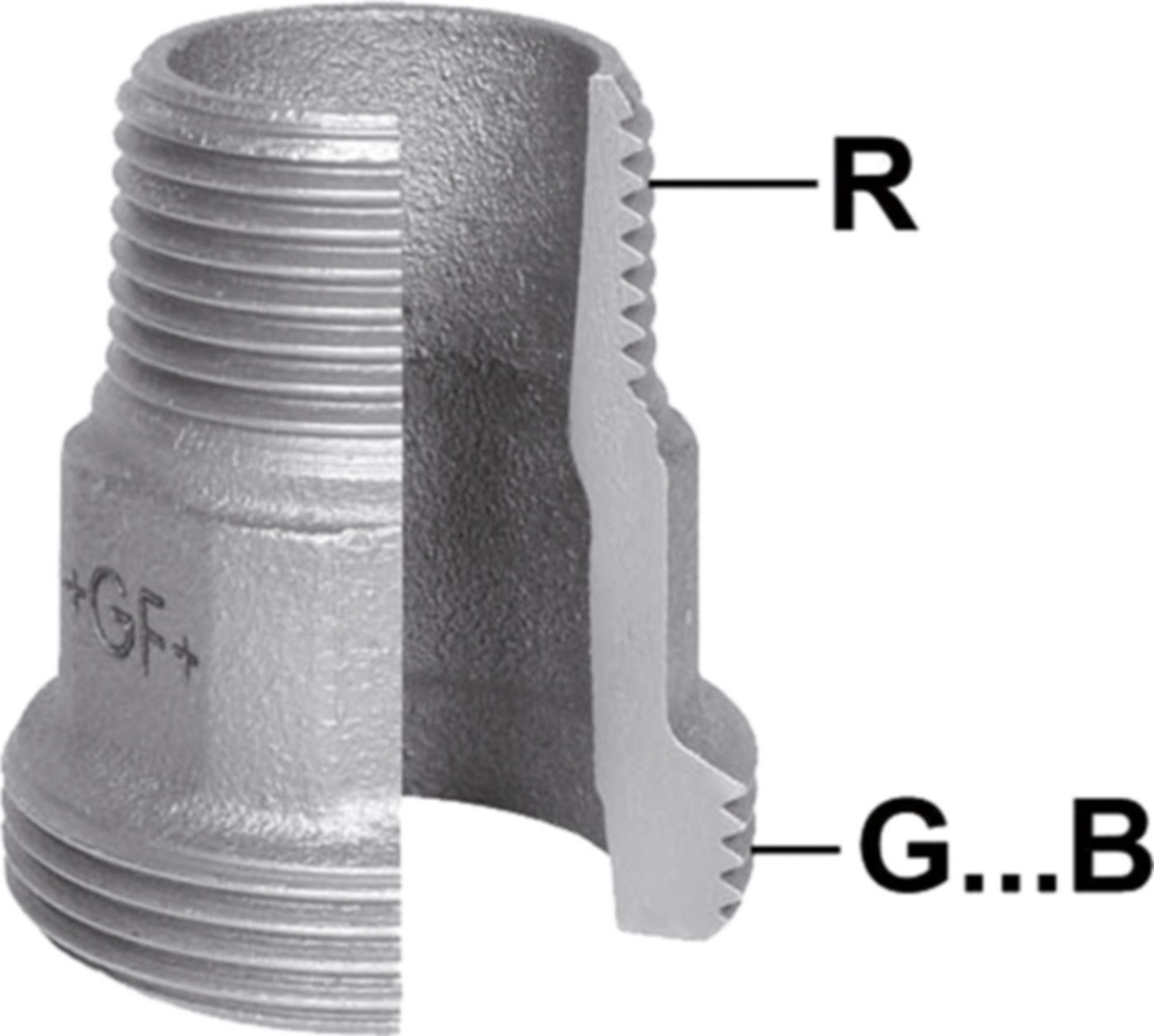Einschraubteil 376 V 11/2"- G 21/4" 770 376 209 - GF verz. Tempergussfittings