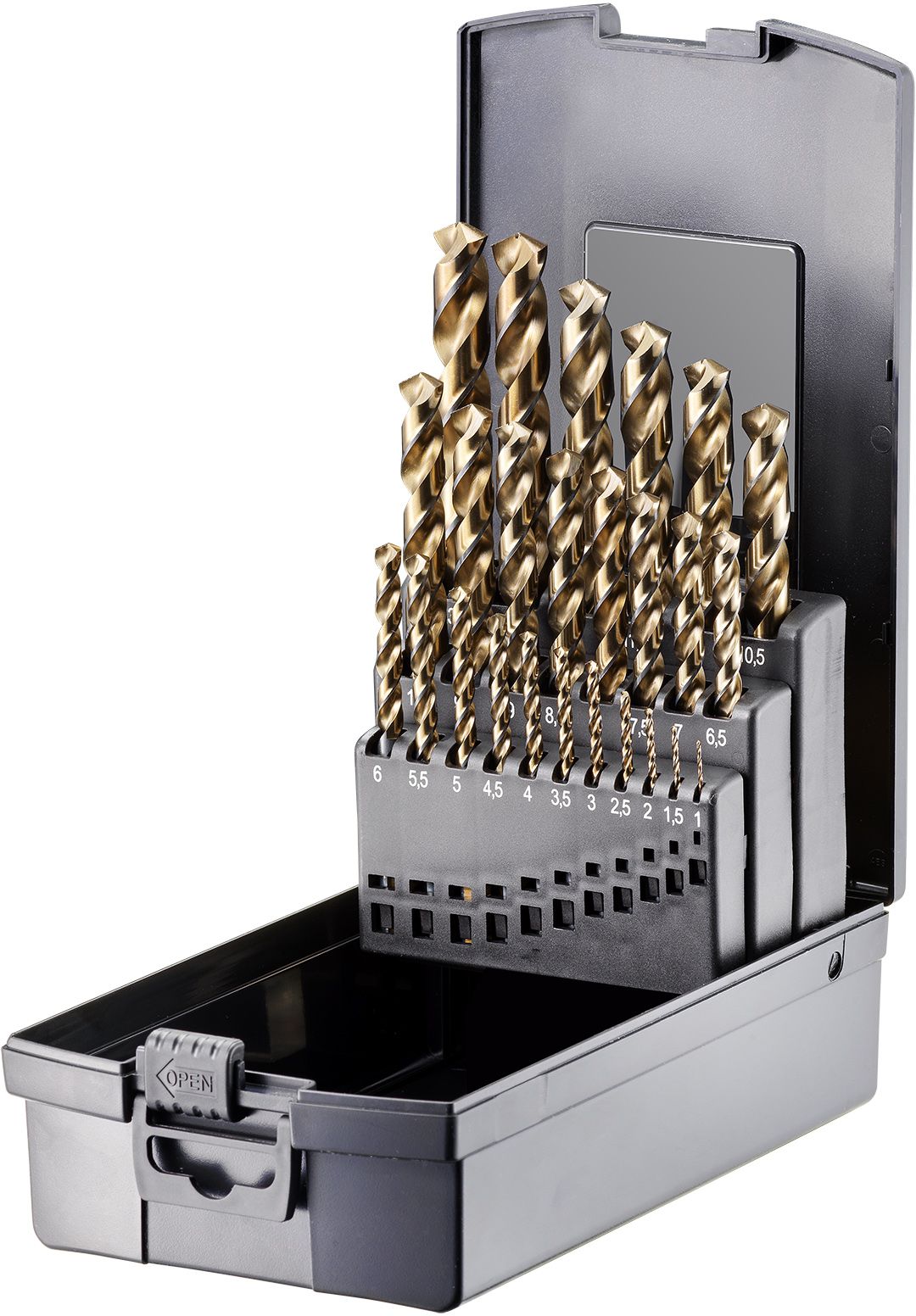 FORTEC Spiralbohrer Satz DIN 338, 25-tlg. Ø1.0-13.0 x 0.5mm, HSSE-Co5, Typ UNI - Bohren