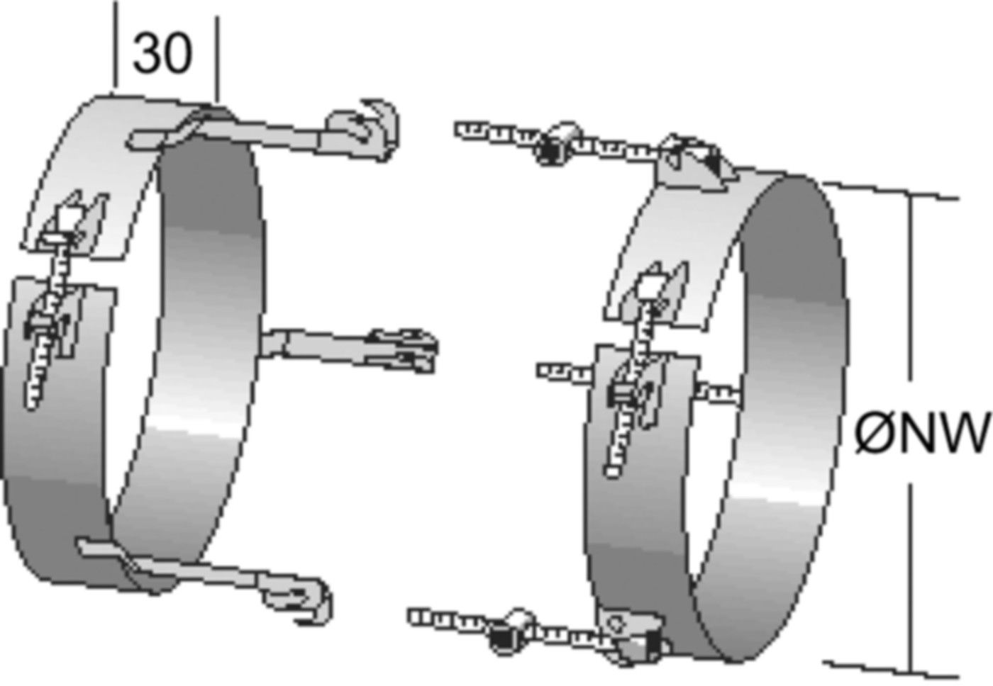 Alkon Spannband für Innenrohr d 130 mm 6KSFI130 - Kaminsystem V4A einwandig