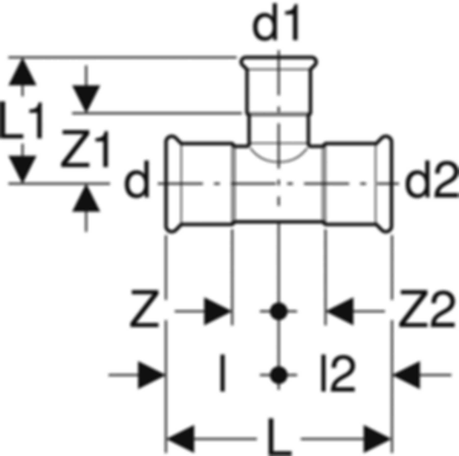 T-Stück reduziert 28-18-28mm 21210 - Mapress-Heizungs-Formstücke