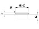Rohrkappe Vollmaterial gerade m. Radius 26.9 x 2.0 mm geschliffen 1.4301 - INOXTECH-Handlauf-/Geländer-System