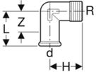 Übergangswinkel 90° m/AG 15mm-1/2" 21613 - Mapress-Heizungs-Formstücke