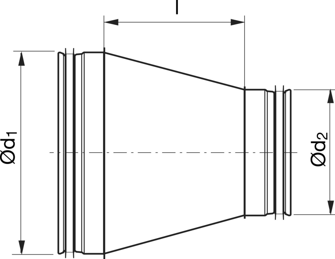 Reduktion zentrisch 355/315mm RCLU-V - Spiralfalzrohre und Zubehör System Safe