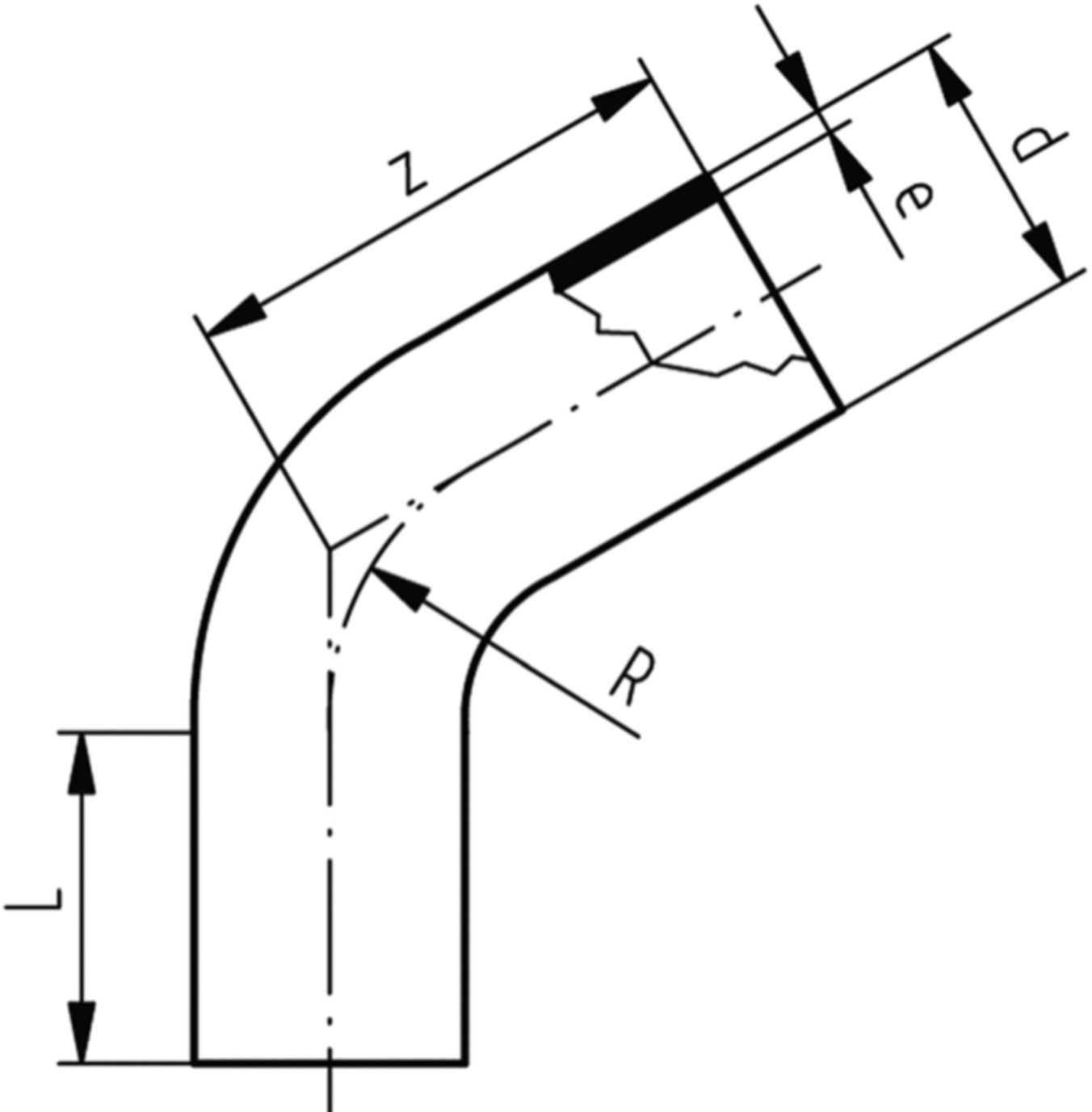 Bogen 60° nahtlos PE100 S5 PN 16 d 75mm 753 071 012 - PE100 Stutzenformstücke langschenklig