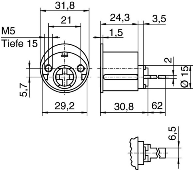 KABA 8 Aussenzylinder Typ 1007B 30-80 mm, mit 3 Schlüssel - Kaba 8, Lagerprodukt