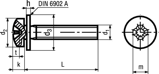 Lins-Kombischr Phil Scheibe 4.8 vzb BN1719 DIN7985Z1 M4x12 - Bossard Schrauben
