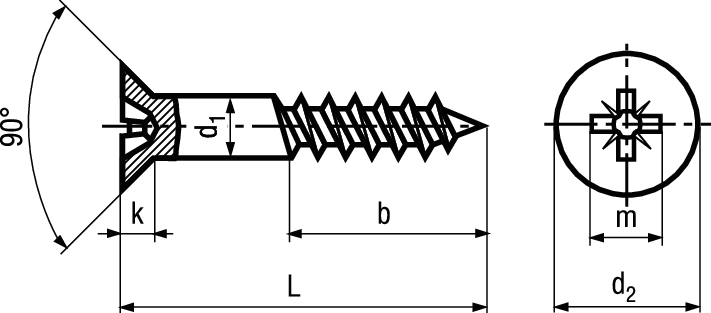 Senk-Holzschr Pozi St vzg BN5948 DIN7997 3x30 - Bossard Schrauben
