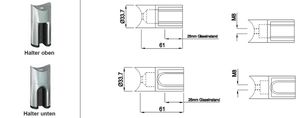 Glashalter ru. Form einges. Mod. Mythen 8.76mm Anfangs/Endpfosten 42.4mm 1.4301 - INOXTECH-Handlauf-/Geländer-System