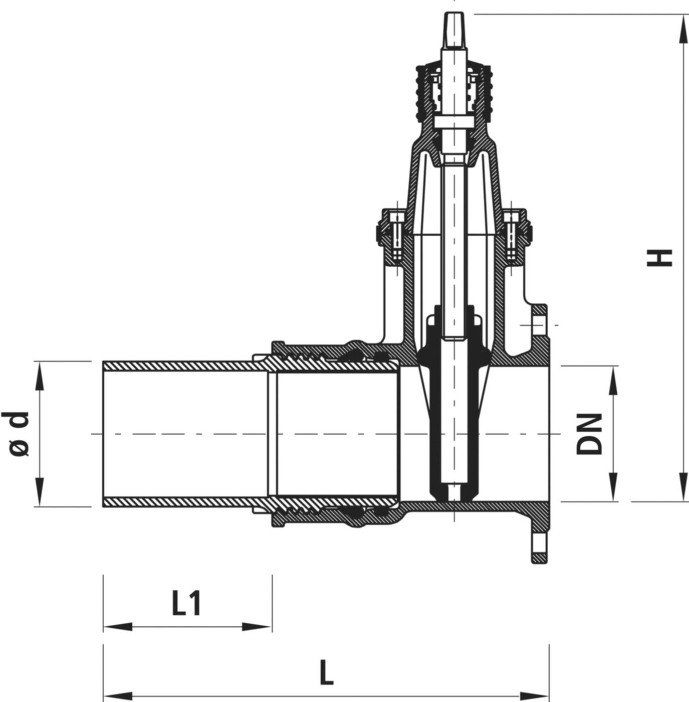 Flansch/PE-Einschweiss-Schieber 4850 DN 50 / d 63mm - Hawle Armaturen