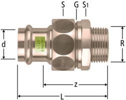 Verschraubung mit AG 15 x 1/2" 88072.22 Rotguss konischdichtend - Nussbaum-Optipress-Gaz-Fittings
