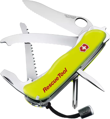 VICTORINOX Taschenmesser Rescue Tool, gelb, mit Etui, 0.8623.MWN - Heften, Schneiden