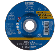 Kombischeibe, DUODISC Trennen + Schleifen E 125-1.9 PSF DUO STEEL + INOx - Schleifen, Trennen