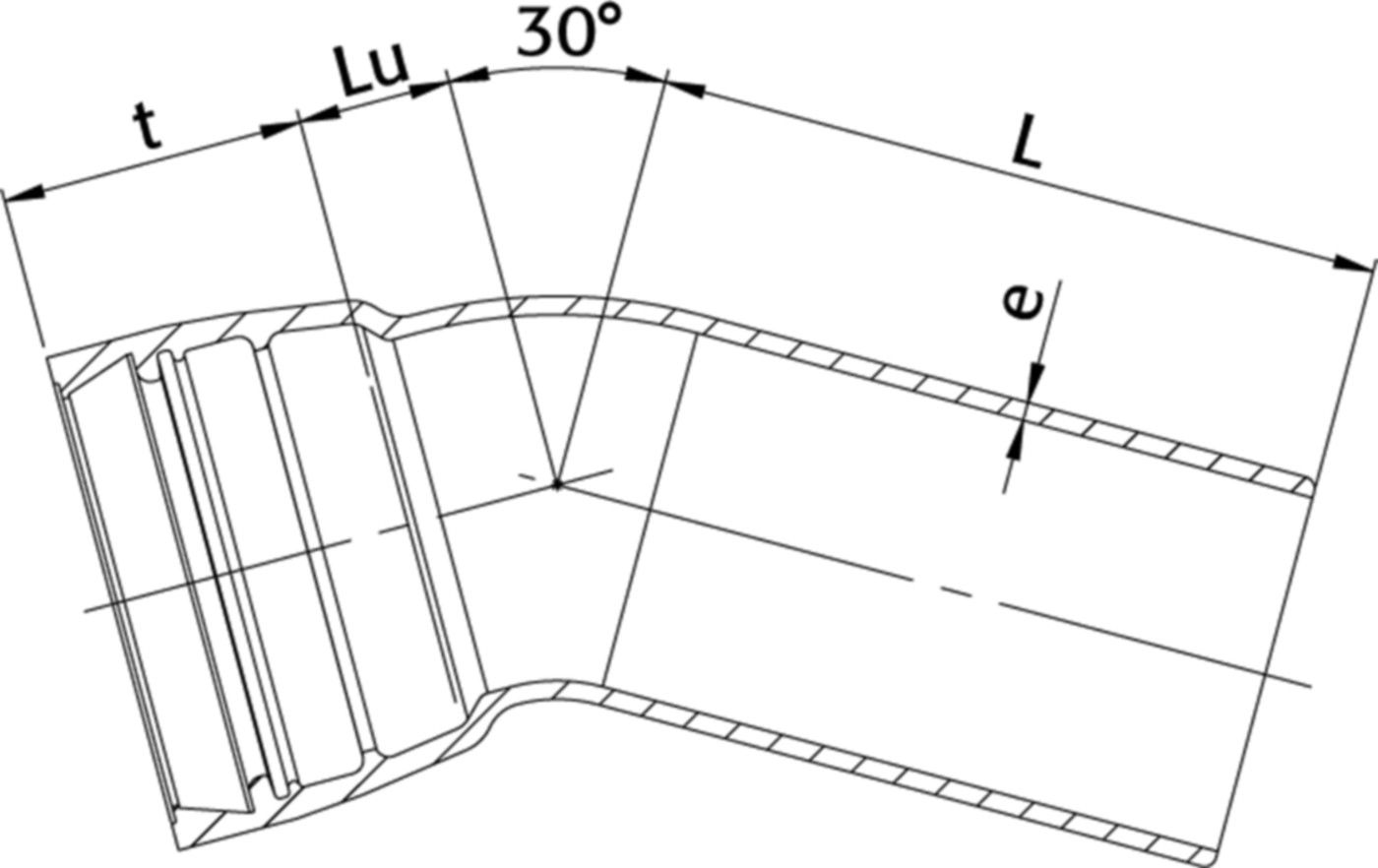 STM-Bogen 1M Novo-Sit MK 30° DN 125 - WILD Steckmuffenformstücke