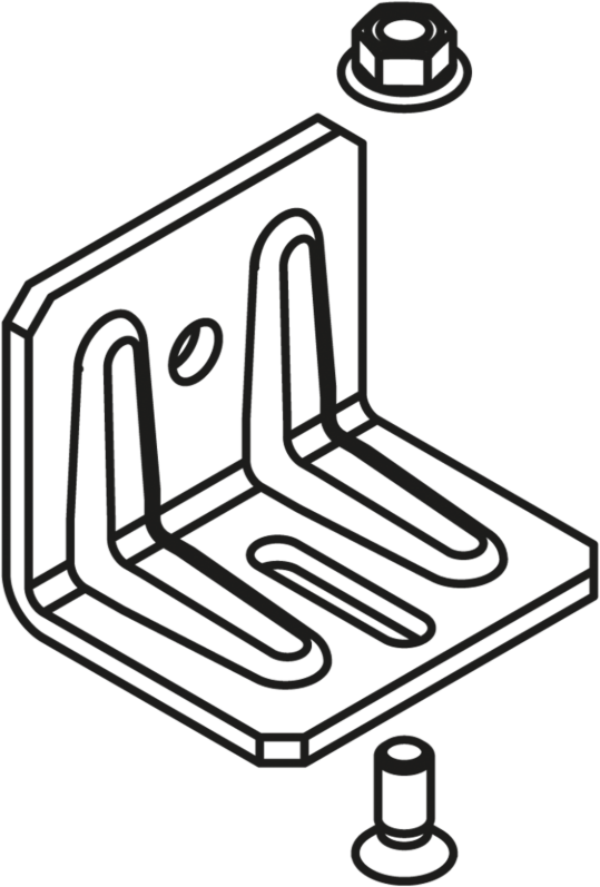 HAWA-PORTA Wandbefestigungswinkel, Stahl 45x35x37mm, verzinkt, inkl. Schrauben und Muttern - Schiebetür- und Schiebetorbeschläge
