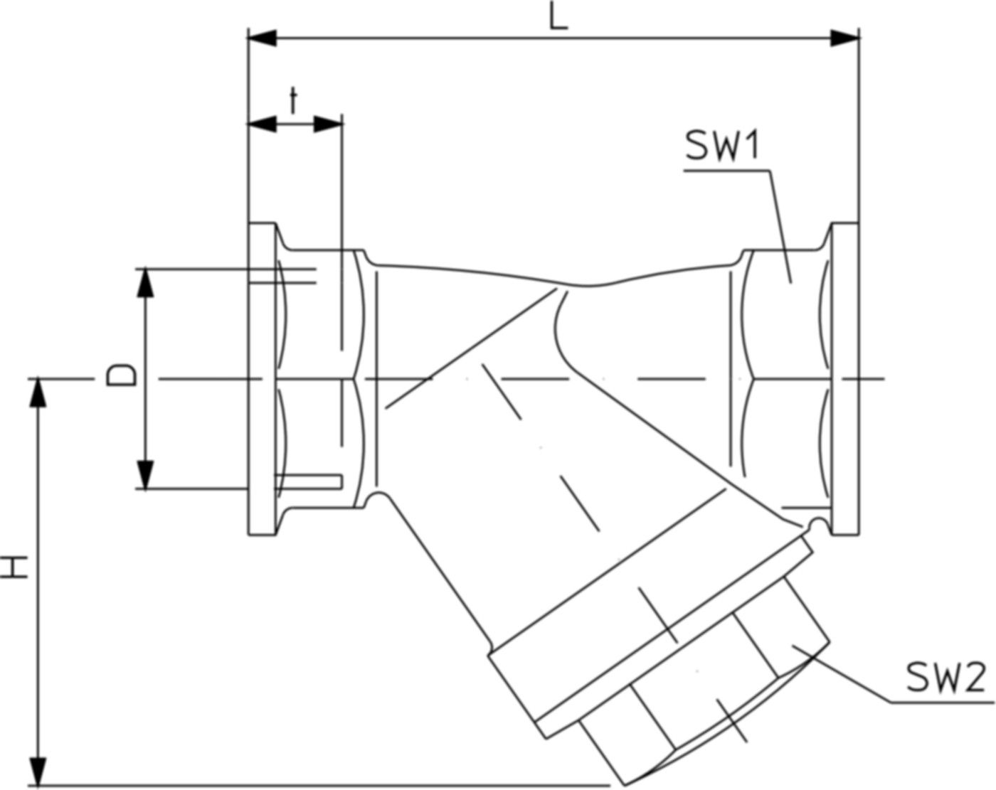 Rotguss m/Einfachsieb Maschenw. 0.6 mm PN 16 2" L=150.0 mm 112 00 16 - Schmutzfänger
