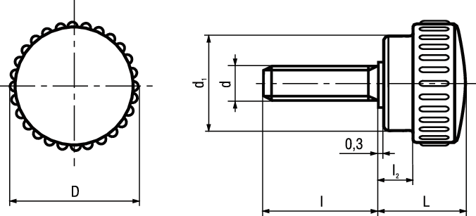 Rändelschrauben Elesa® B.193 p BN14217 2422B.193/25p-M6x2 - Bossard Schrauben