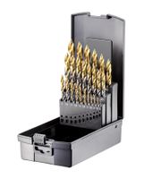 FORTEC Spiralbohrer Satz DIN 338, 25-tlg. Ø1.0-13.0 x 0.5mm, HSS-G, mit TIN-Stufenspitze - Bohren