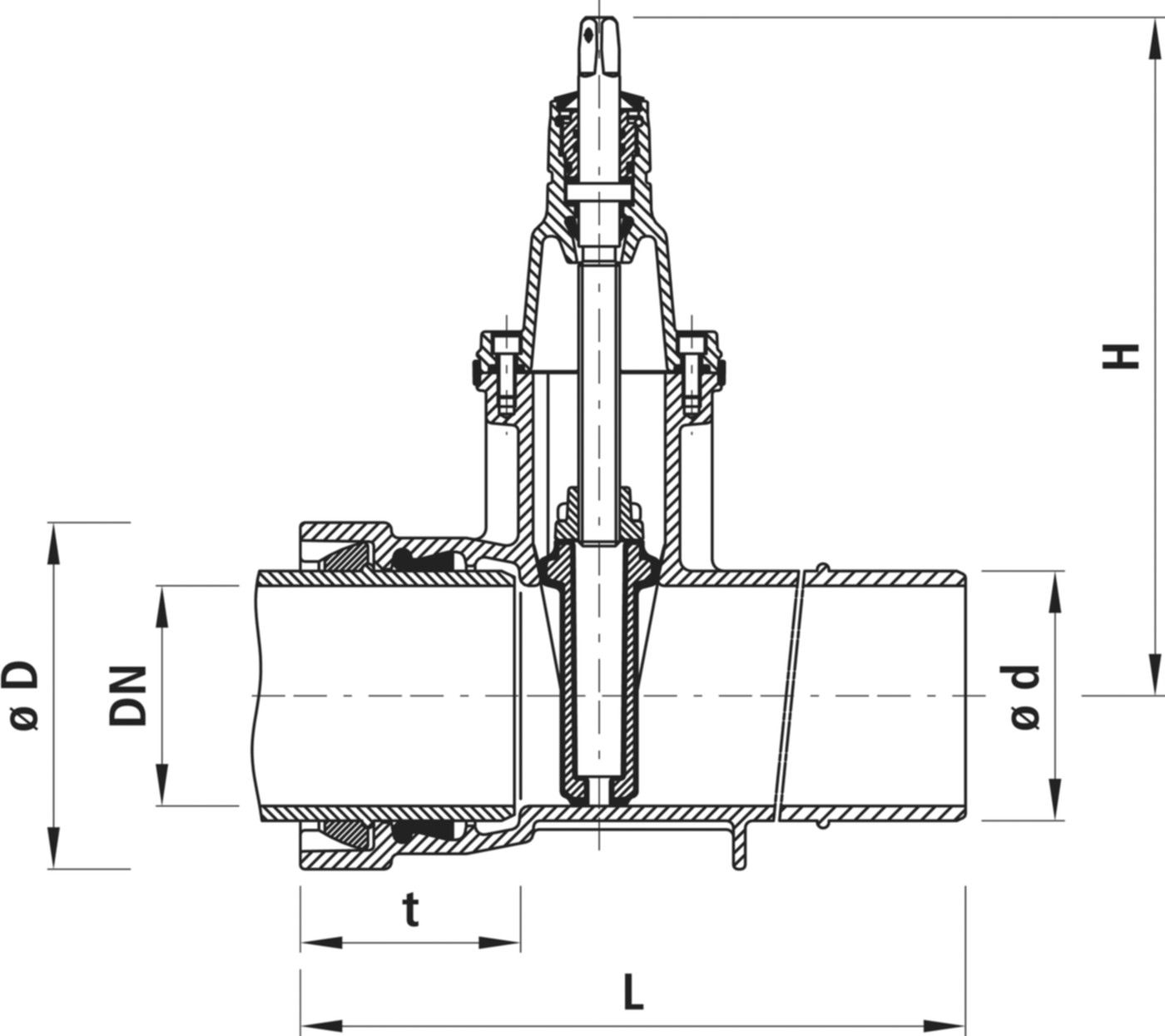 Spitzend/Muffen-Schieber mit 4027 Schweissraupe BLS DN 80 - Hawle Armaturen