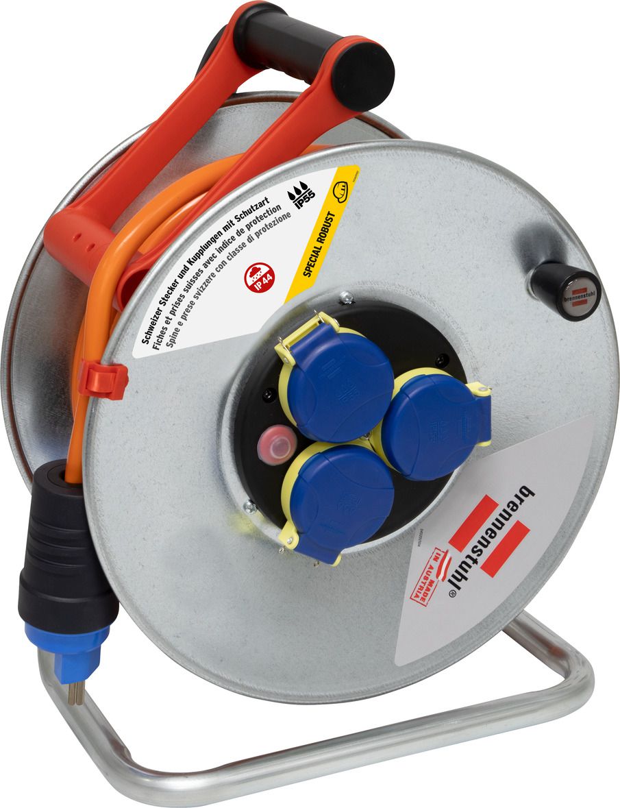 BRENNENSTUHL Kabelrolle Garant Stahl SK 290 3x T23 , AT-N07V3V3F 3G2.5 , IP55 , orange - Stromverteilung