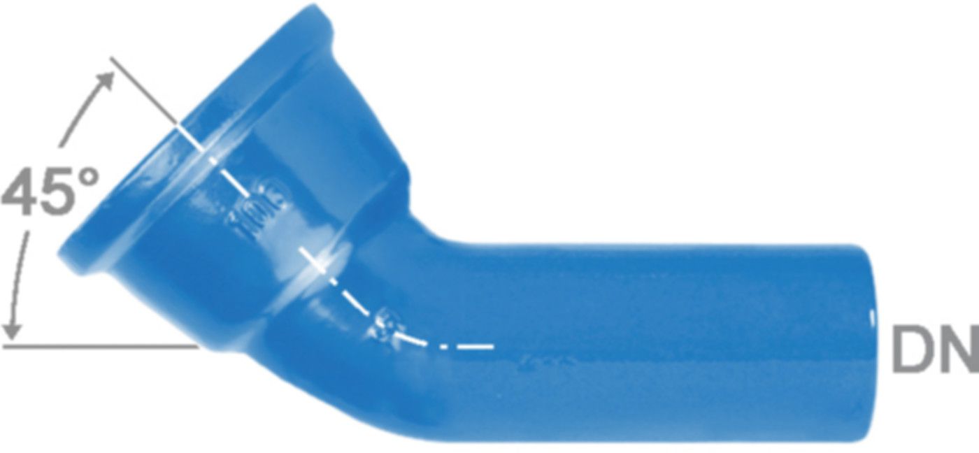 STM-Bogen 1M Fig. 2822 45° DN 125 - Von Roll Steckmuffenformstücke