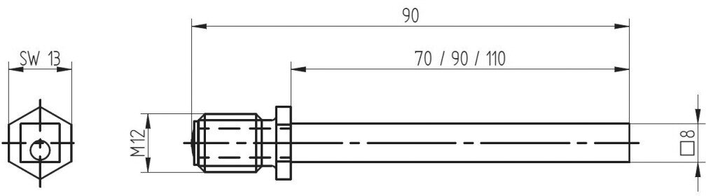 MEGA-Wechselstift, Stahl M10/8x130mm, verzinkt - Türschlösser und Zubehör