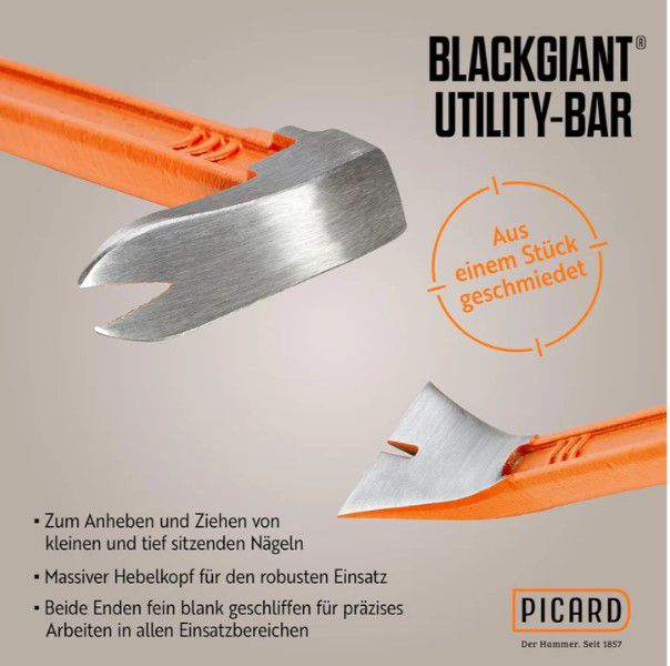 PICARD Nageleisen BlackGiant® Twin Set 1x Flat-Bar 175 mm +1 x Utility-Bar 250 mm - Spenglerwerkzeuge
