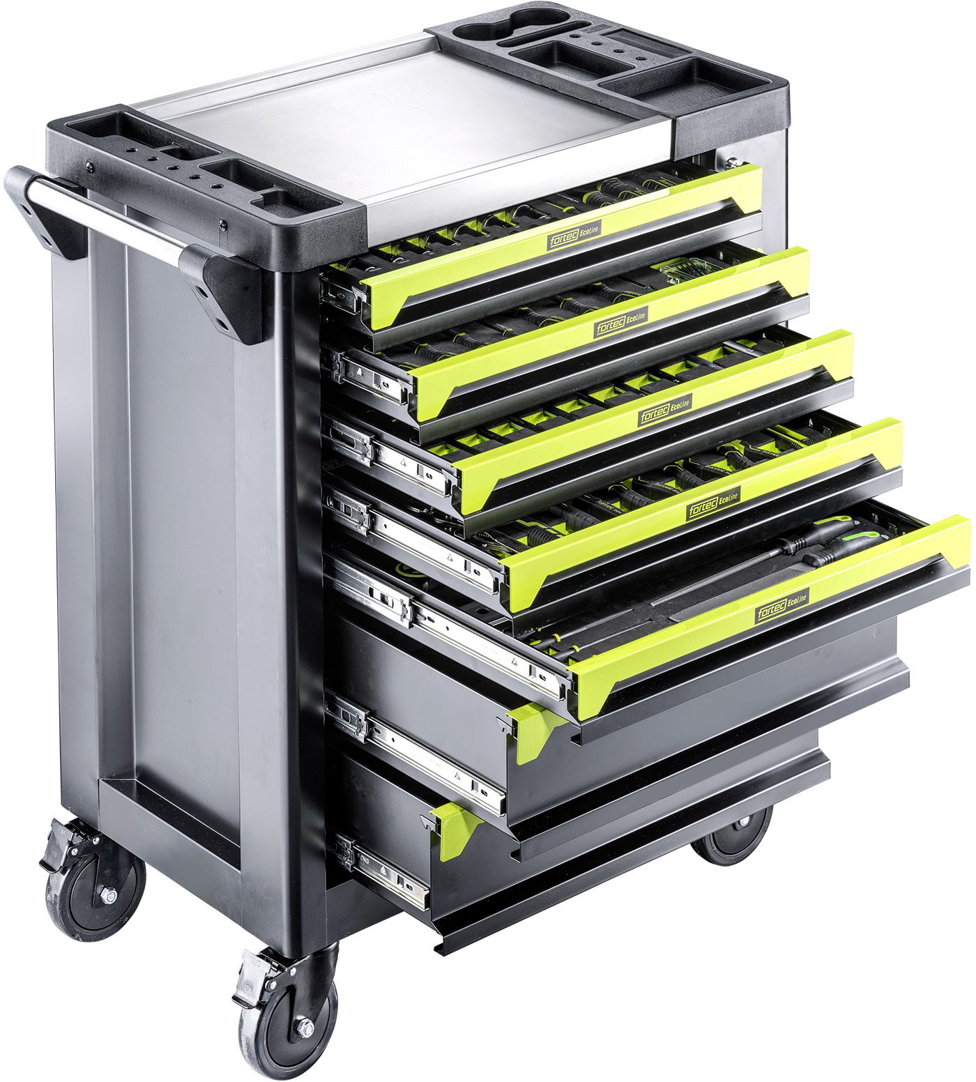 FORTEC Werkstattwagen Eco 299-tlg. 7 Schubladen+ Seitentür, 765x460x820mm - Werkzeugkoffer,Sortimentskoffer,Behälter