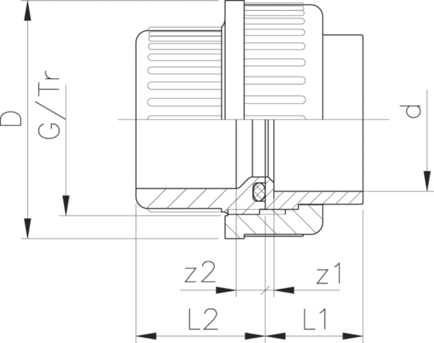 Verschraubung mit 2 Muffen 32 mm 721 510 108 - GF Hart PVC-U Formstücke