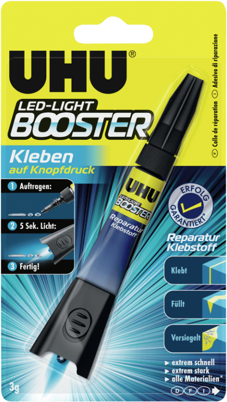 UHU Kleber LED Light Booster, transparent 3g, in Tube, inkl. LED Light - Kleben