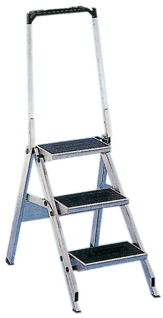 HB Alu Klapptreppe, mit Gummitritten Typ 492, 3 Stufen, L= 1.12m (Little Jumbo) - Garten