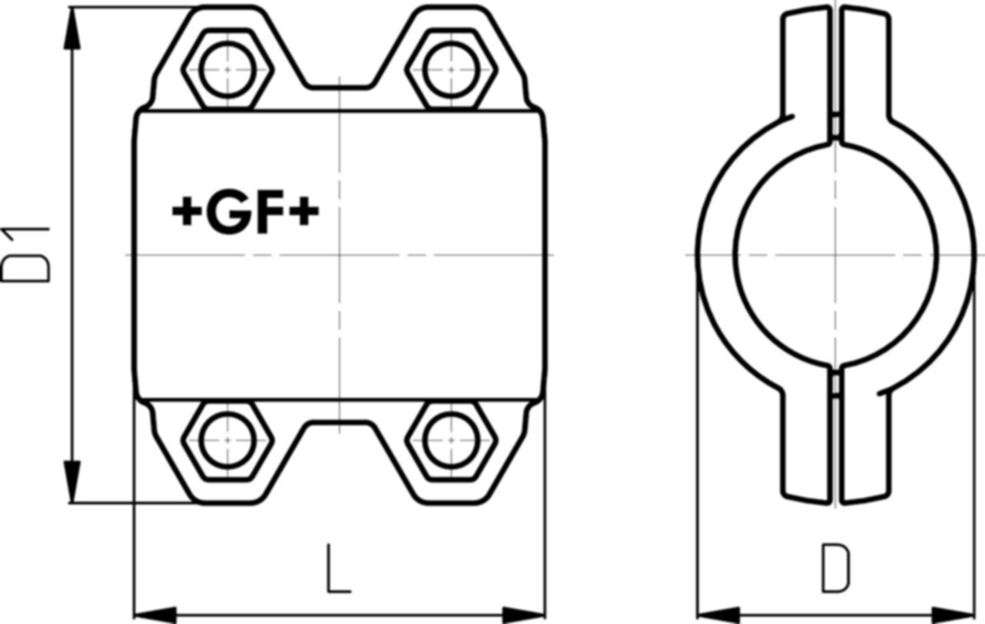 Dichtschelle kurz EPDM L= 100mm 2" 60.3mm verzinkt, Wasser 16 bar 775 722 056 - GF Primofit