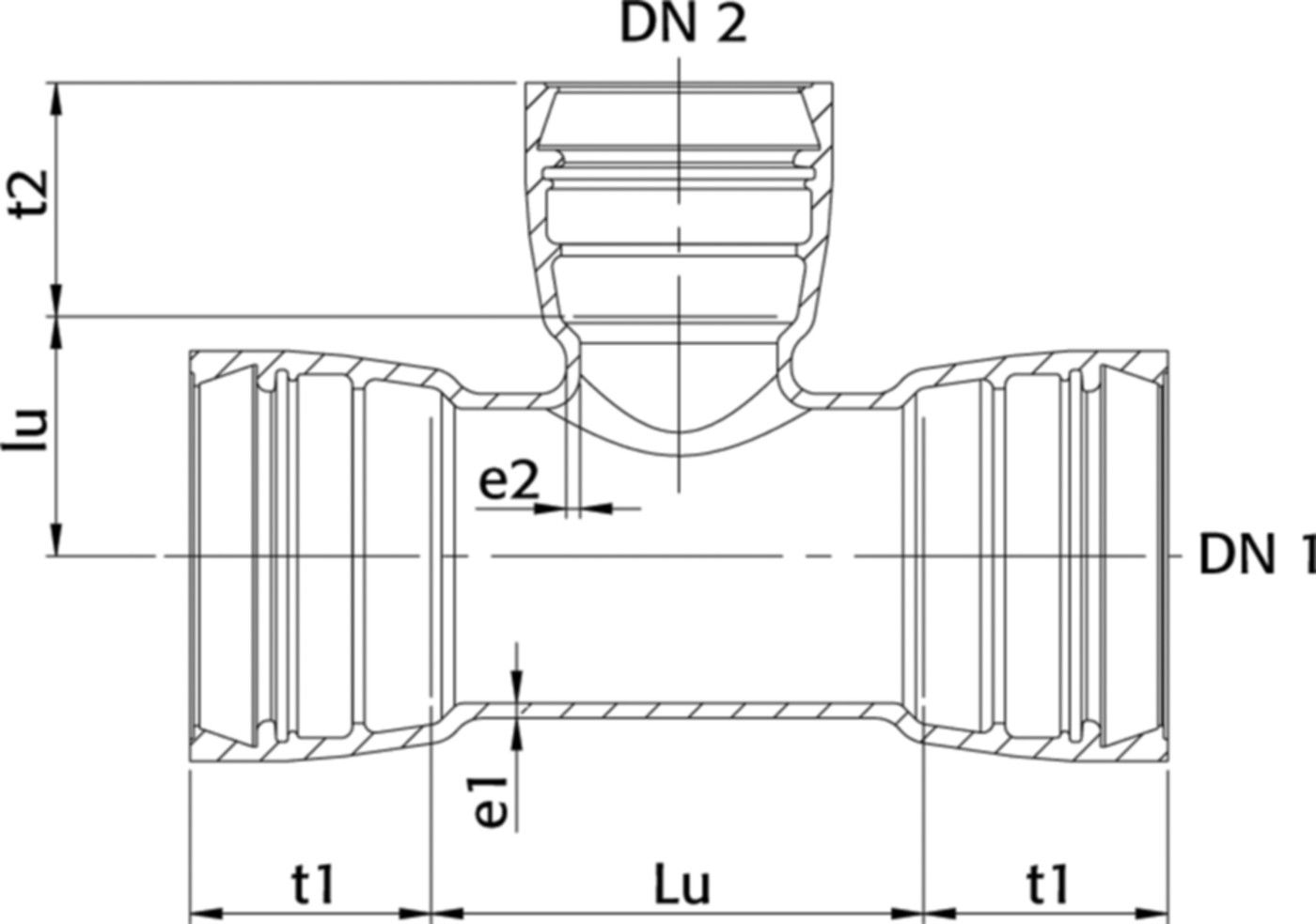 STM-T-Stück 3M Novo-Sit MMB DN 250/80 - WILD Steckmuffenformstücke