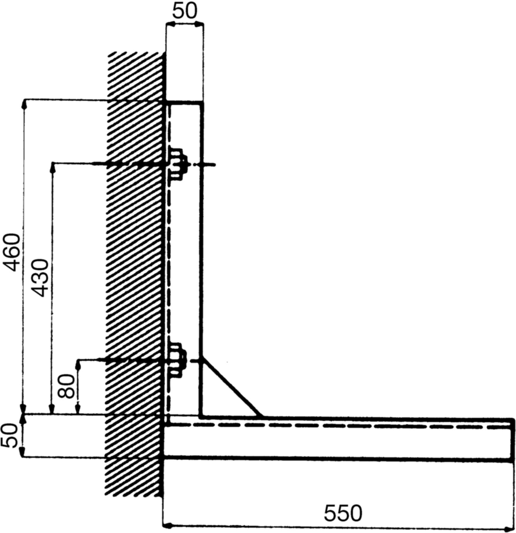 Wandkonsole KON L  350 x 510 x 550 mm zu Wandmodell Liegend WL 080 - WL 200 - Atlantic-Wassererwärmer