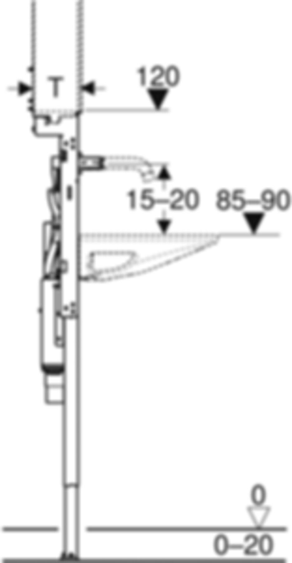Element für ONE Waschtisch/ONE Wandarmatur Raumhoch, Breite   95cm 111.072.00.2 - Geberit-Duofix
