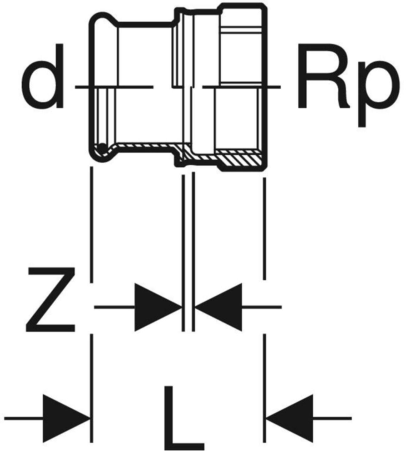 Übergang mit IG 22 x 1" 41824 - Mapress Therm Formstücke